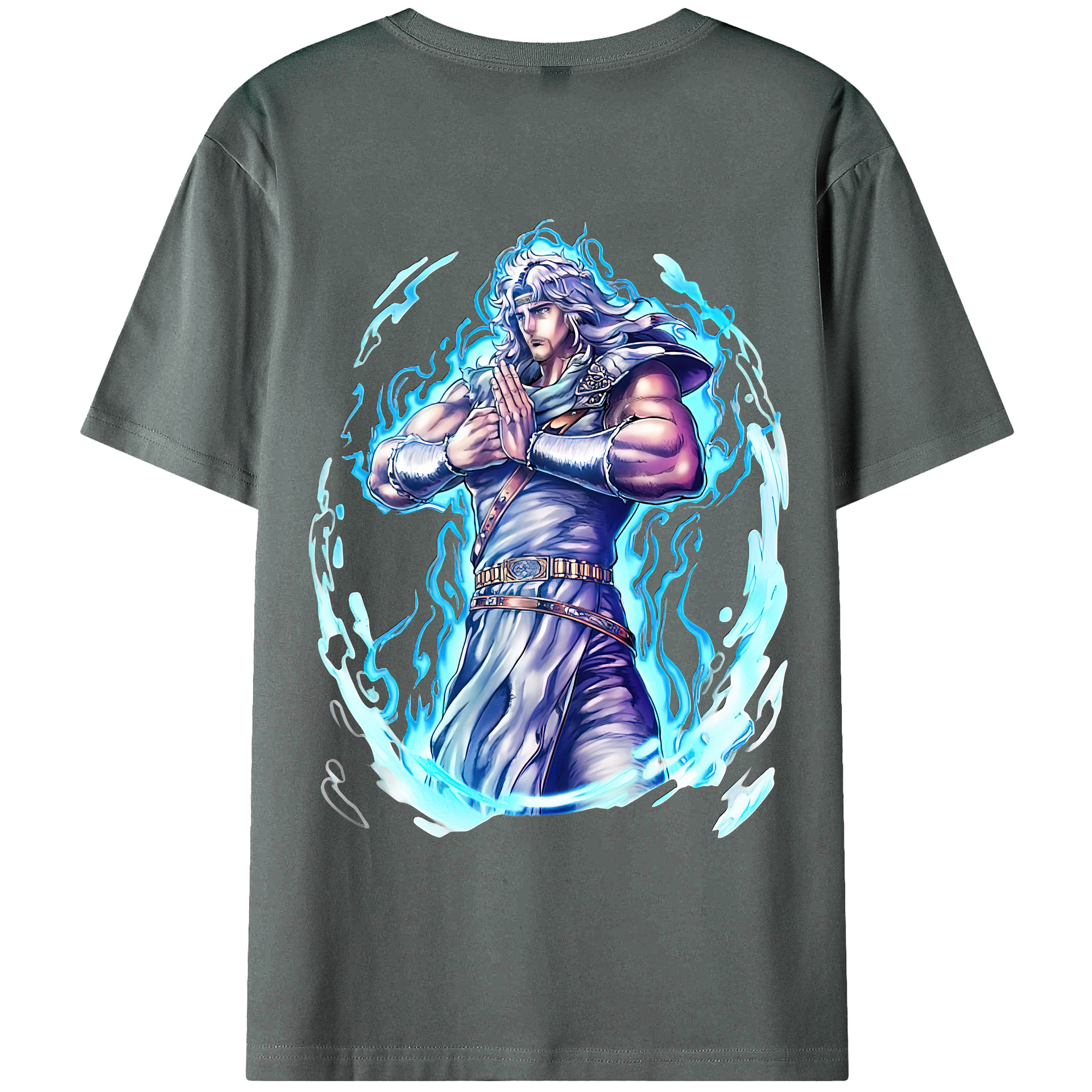 （画像用） 北斗の拳 Fist of the North Star 綿100％ メンズ半袖Tシャツ（バックプリント） 通気性